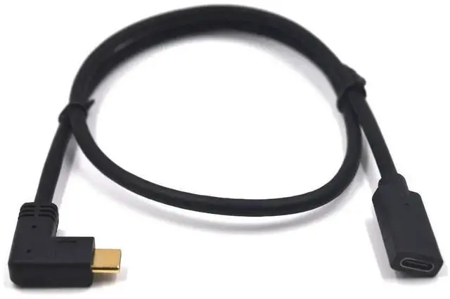 Alt view image 2 of 7 - Aomoproing 2ft USB 3.1 Type C Extension Cable, 10Gbps 3A Left & Right Angled USB-C Male to Female Extender, 4K@60hz AV Monitor Cord with Gold-Plated Plugs