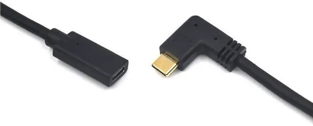 Alt view image 6 of 7 - Aomoproing 2ft USB 3.1 Type C Extension Cable, 10Gbps 3A Left & Right Angled USB-C Male to Female Extender, 4K@60hz AV Monitor Cord with Gold-Plated Plugs