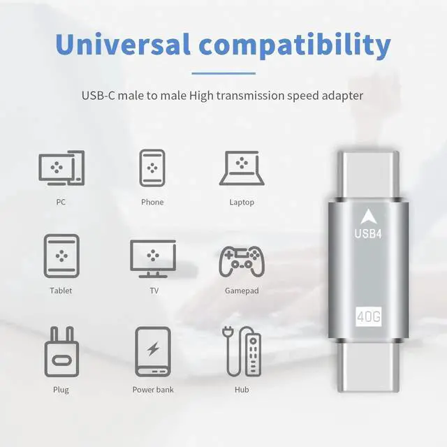 Alt view image 4 of 5 - Aomoproing USB C Male to Male Coupler (2 Pack), 40Gbps 100W PD 8K@60Hz for MacBook Air, Thunderbolt 2/3, Phones
