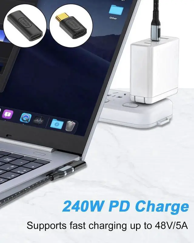 Alt view image 4 of 7 - Aomoproing USB C Extender Adapter Set, 240W 40Gbps USB C Male to Female & Female to Female Extension Adapter, Compatible with iPhone, Laptop, Thunderbolt 4, Monitor & Docking Station