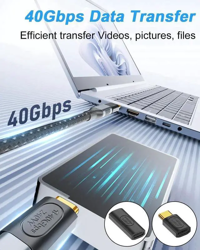 Alt view image 5 of 7 - Aomoproing USB C Extender Adapter Set, 240W 40Gbps USB C Male to Female & Female to Female Extension Adapter, Compatible with iPhone, Laptop, Thunderbolt 4, Monitor & Docking Station