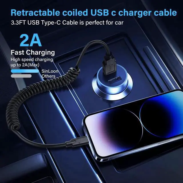 Alt view image 4 of 5 - Aomoproing USB3.0 to USB-C Coiled Cable, 5Gbps Retractable 90 Degree Charging & Data Transfer Cable (M to L) for Phone, Tablet