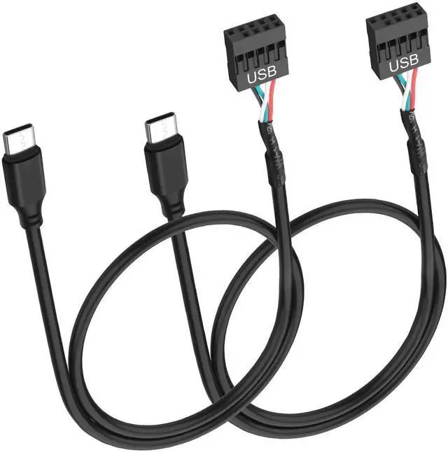 Main image of Aomoproing Motherboard USB 9 Pin Header to USB C Adapter Cable, 26AWG USB TypeC Male to Dupont 4 Pin Female Mainboard Data Cord for Chassis Motherboard Graphics Card, 50CM/1.6FT, 2 Pack