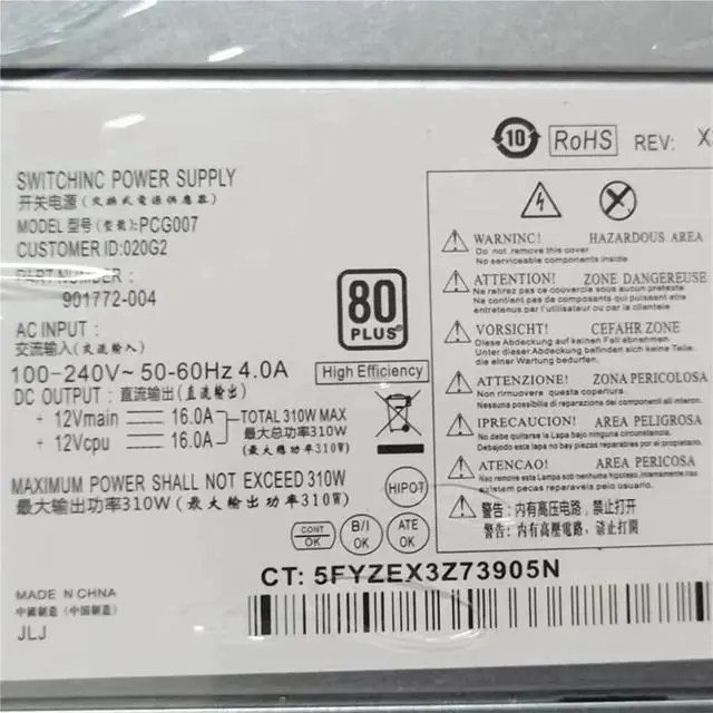 Alt view image 4 of 5 - Power Supply Adapter for 680 280 800 600 480 288 G3, Replacement for PCG007 D16-180P1B PA-1181-6HY PCG004 PCG002 DPS-310AB-3A 1A 937516-004