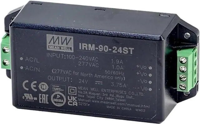 Alt view image 2 of 10 - IRM-90 Series 15V 90W Open Frame AC-DC Power Supply, PCB-Mount Encapsulated Type, Screw Terminal, Single Output 15V 90W