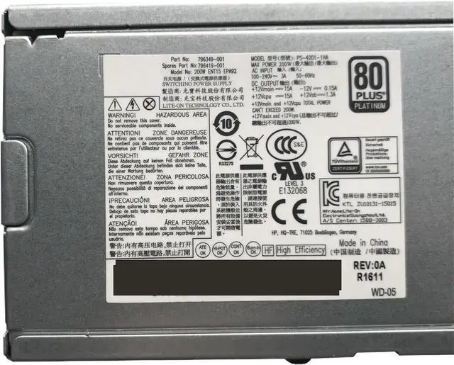 Alt view image 3 of 5 - 200W Power Supply for ProDesk 600 G2 705 G2 800 G2 SFF, Replacement for PS-4201-1HA 796349-001 796419-001 901912-002