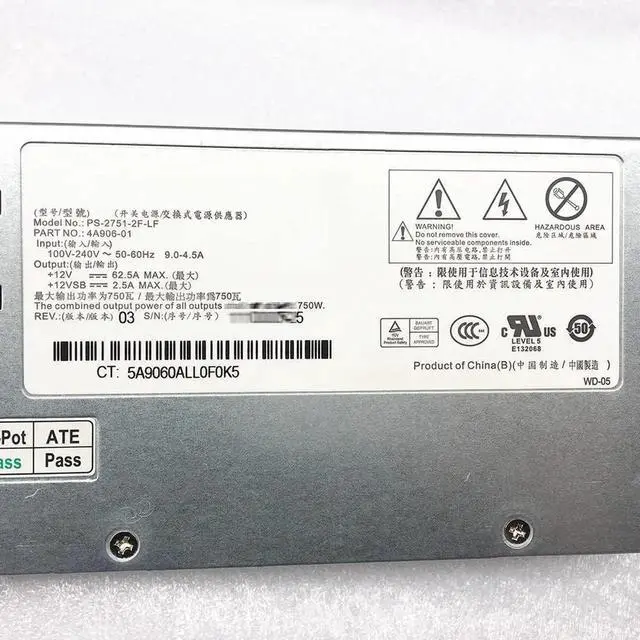 Alt view image 2 of 6 - 750W Server Power Supply for R520G7 RH2285, Replacement for PS-2751-2F-LF PS-2751-1F-LF, Fully Tested