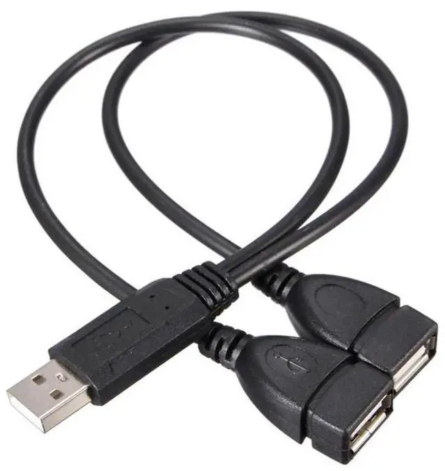 Main image of Aomoproing USB 2.0 Adapter, Dual USB Female Jack Y Splitter Charger Cable (2 Pack), for Laptop, Tablet, Smartphone - Data Transmission & Charging
