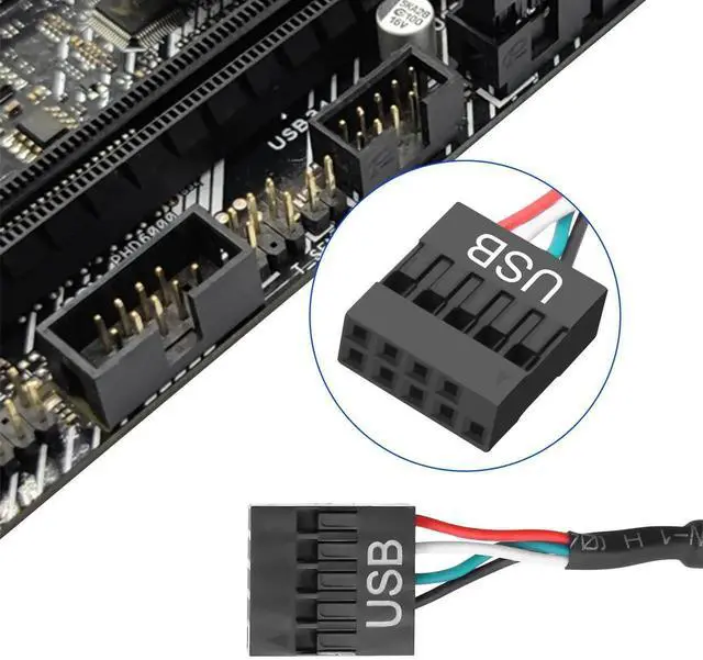 Alt view image 5 of 5 - Aomoproing Motherboard USB 9 Pin Header to USB C Adapter Cable, 26AWG USB TypeC Male to Dupont 4 Pin Female Mainboard Data Cord for Chassis Motherboard Graphics Card, 50CM/1.6FT, 2 Pack