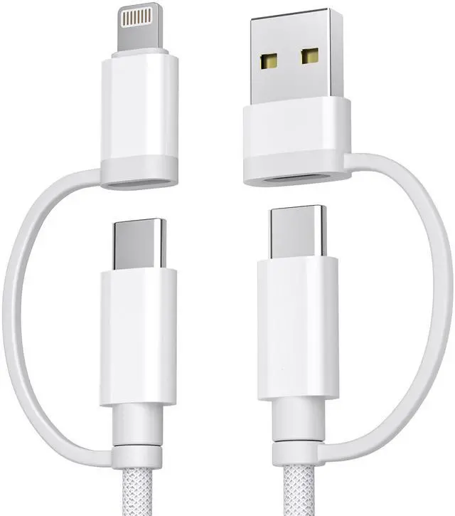 Alt view image 8 of 14 - for iPhone 17 16 Pro 4 in 1 USB C Charger Cable,Universal 60W Multi Charging Cord 6.6FT with USB C/Lightning Adapter for Apple 17e,AirPods 4/4th Generation for S26 S25 S24 S23,iPad Air