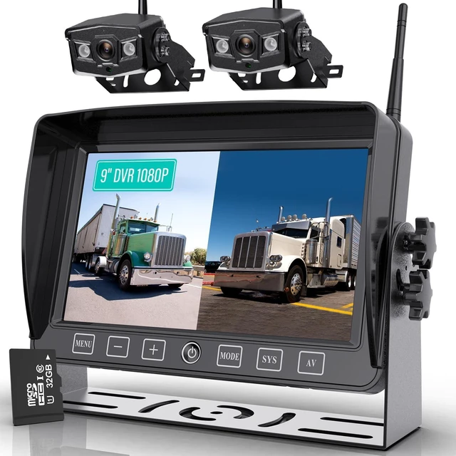 Main image of Nuoenx Wireless Backup Camera, 9 Inch HD 1080P Loop Recording Monitor with 2 Rear View Camera System for Cars, Trucks, RV, Trailers, IP69K Waterproof 152 View Camera, Stable Wireless Sig