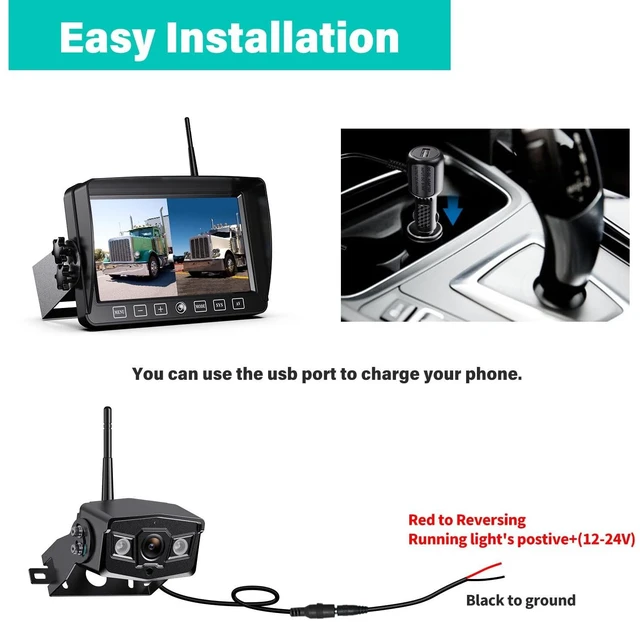 Alt view image 2 of 5 - Nuoenx Wireless Backup Camera, 9 Inch HD 1080P Loop Recording Monitor with 2 Rear View Camera System for Cars, Trucks, RV, Trailers, IP69K Waterproof 152 View Camera, Stable Wireless Sig