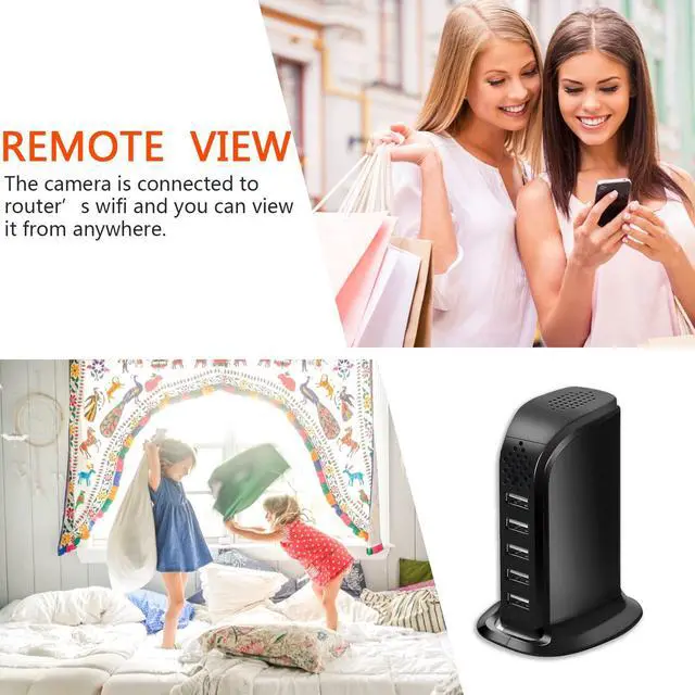 Alt view image 5 of 5 - WiFi USB Charger Hidden Camera,1080P Wireless USB Charger Security Spy Cameras Nanny Cam 5 Port Plug Mini Secret Video Camera for Home Surveillance with Motion Detection Remote View No Audio