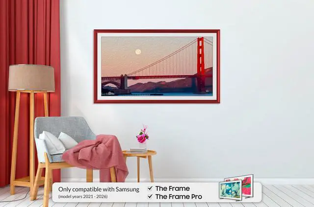 Alt view image 2 of 5 - Candy Apple Red Prismatic 65" Alloy Deco TV Frame - Compatible ONLY with Samsung The Frame TV and Pro TVs (Fits 2021-2026, LS03A, LS03B,LS03C,LS03D,LS03FA,LS03FW)