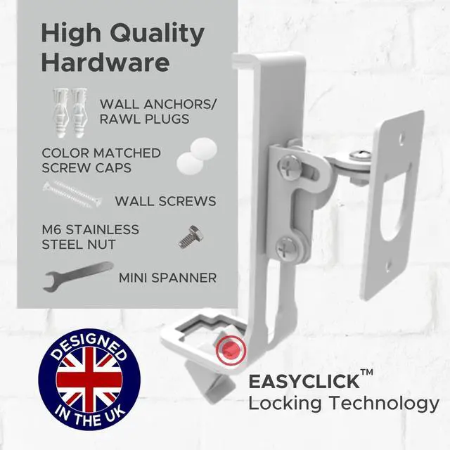 Alt view image 3 of 5 - Sound Bass 2 x ONE, ONE SL, Play:1 Wall Mount Bracket - Twin Pack - White - Compatible with Sonos ONE, ONESL & Play:1 (Pair, Double Pack)