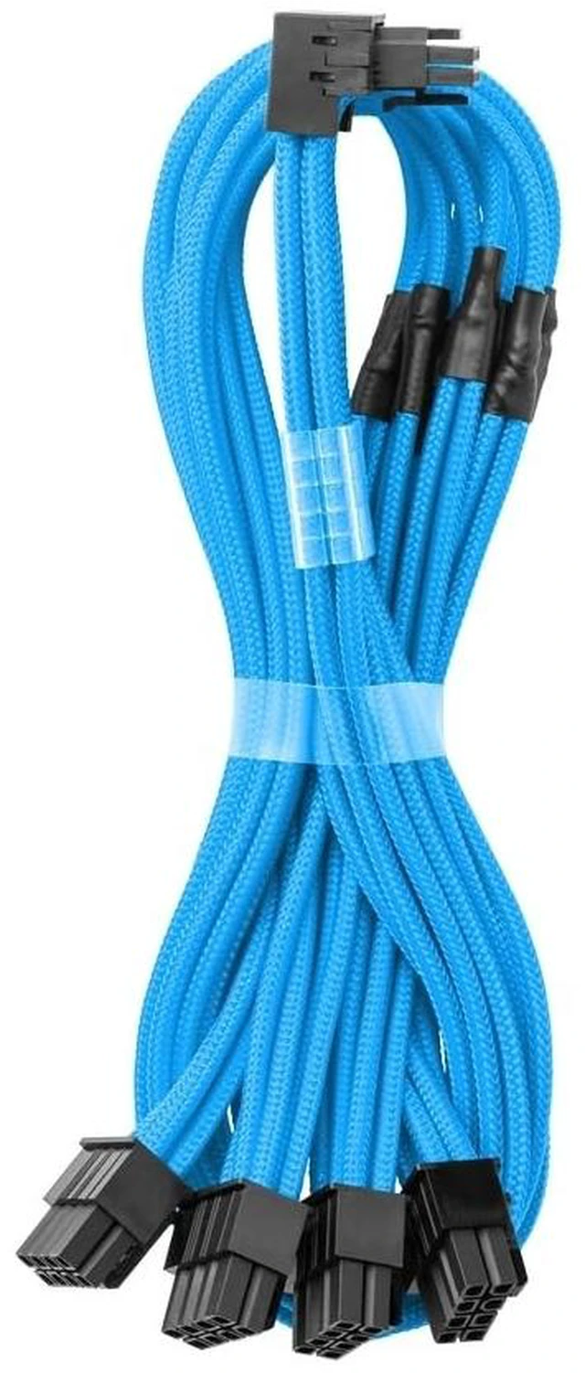 Main image of CableMod E-Series Pro ModMesh Sleeved 12V-2x6 12VHPWR 90 StealthSense PCIe Cable for EVGA G/G+ / P/P+ / T - Variant B (Light Blue, 16-pin to Quad 8-pin, 60cm)