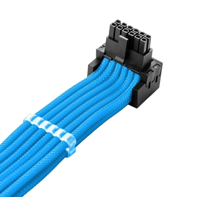 Alt view image 2 of 3 - CableMod E-Series Pro ModMesh Sleeved 12V-2x6 12VHPWR 90 StealthSense PCIe Cable for EVGA G/G+ / P/P+ / T - Variant B (Light Blue, 16-pin to Quad 8-pin, 60cm)