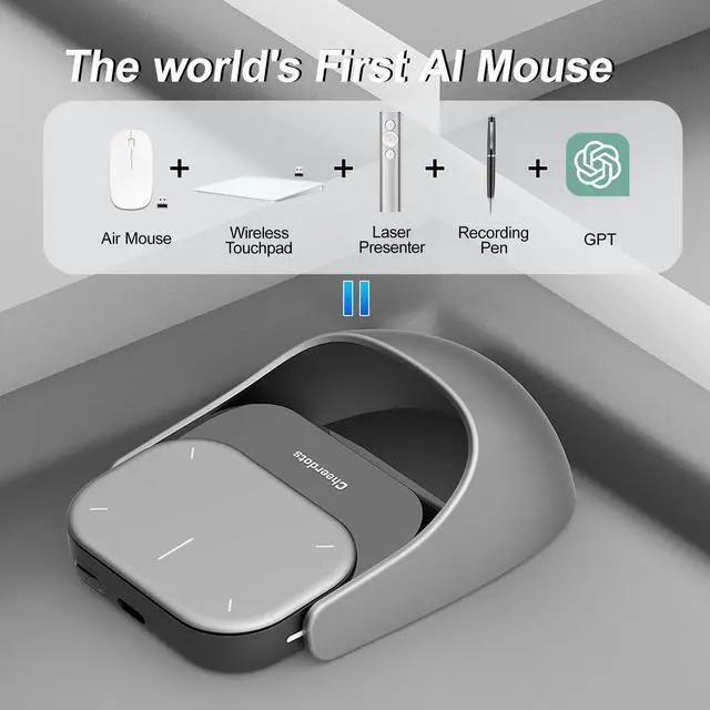 Alt view image 5 of 5 - OIKKEI 2026 Upgraded Smart AI Mouse for ChatGPT & Meeting Notes - 6-in-1 Wireless Touchpad, Air Mouse & Presentation Clicker with Instant Summaries