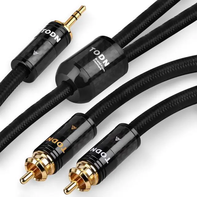 Main image of TODN RCA to AUX Cable Audiophile with Silver+OCC Core and Dual Shieled 3.5mm Male to 2 RCA Male Stereo Audio Cable (6.5ft/2m)