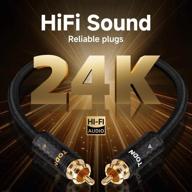 Alt view image 5 of 5 - TODN RCA to AUX Cable Audiophile with Silver+OCC Core and Dual Shieled 3.5mm Male to 2 RCA Male Stereo Audio Cable (6.5ft/2m)