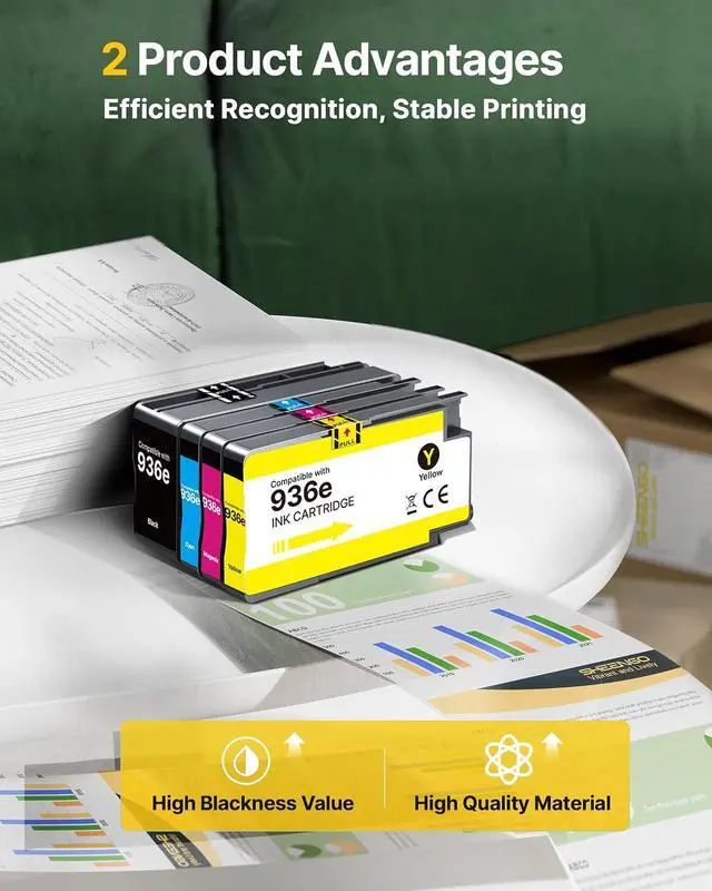 Alt view image 4 of 6 - 936 936E 936XL Ink Cartridges For 9125e Printer Black Cyan Magenta Yellow