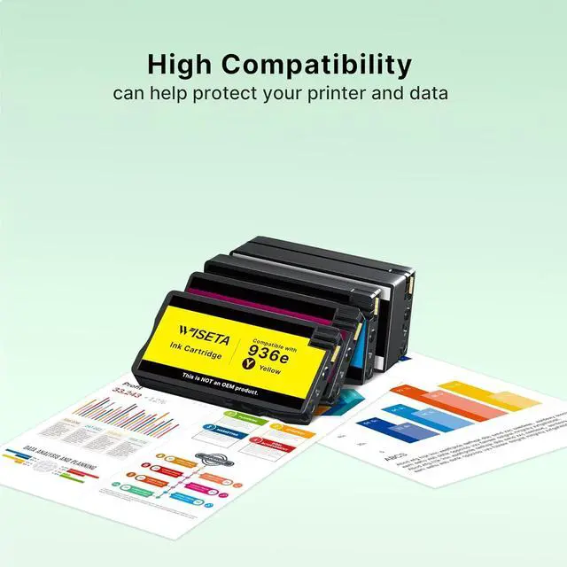 Alt view image 5 of 7 - 936XL Ink Cartridges Combo Pack High Page Yield (4-Pack) Compatible for HP 936 936e Ink Cartridge Work for OfficeJet Pro 9125e 9120e 9135e 9110b 9130b 9128e 9130b 9122e 9730e, BK/C/M/Y, with Chip