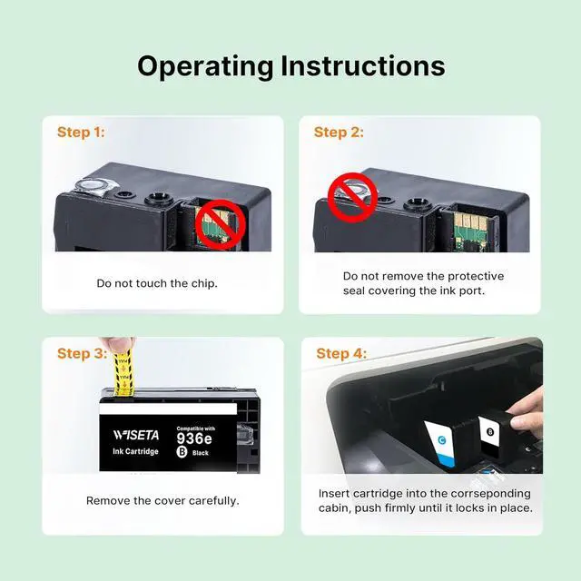 Alt view image 4 of 7 - 936XL Ink Cartridges Combo Pack High Page Yield (4-Pack) Compatible for HP 936 936e Ink Cartridge Work for OfficeJet Pro 9125e 9120e 9135e 9110b 9130b 9128e 9130b 9122e 9730e, BK/C/M/Y, with Chip