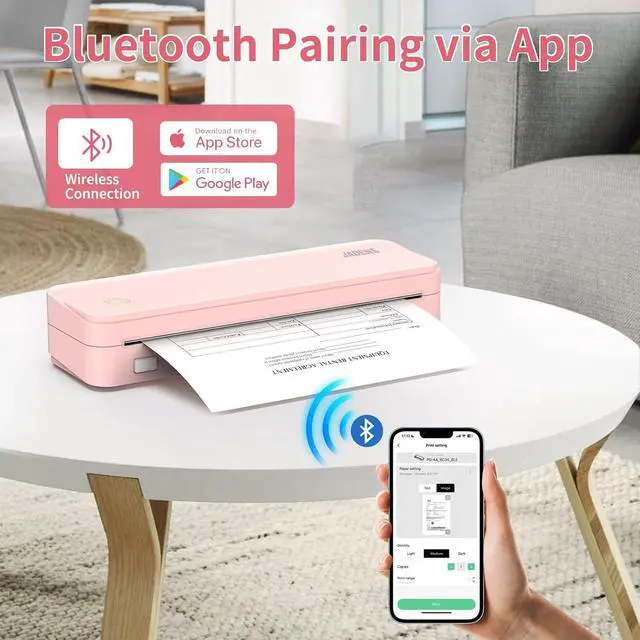 Alt view image 2 of 7 - JADENS Portable Printers Wireless fot Travel, 300DPI Support 8.5''×11'' Thermal Paper, Inkless Printer for Laptop, Compatible with iOS, Android