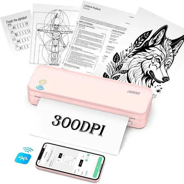 Main image of JADENS Portable Printers Wireless fot Travel, 300DPI Support 8.5''×11'' Thermal Paper, Inkless Printer for Laptop, Compatible with iOS, Android