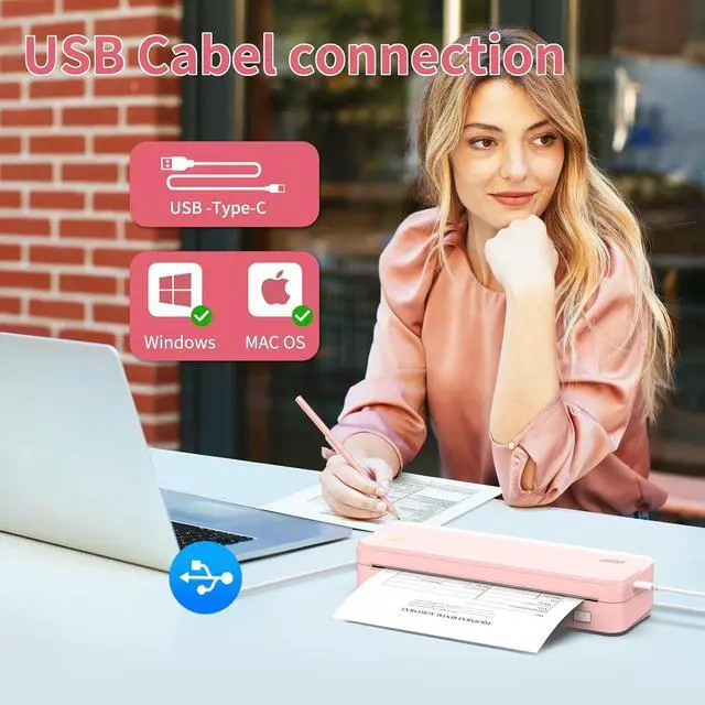 Alt view image 3 of 7 - JADENS Portable Printers Wireless fot Travel, 300DPI Support 8.5''×11'' Thermal Paper, Inkless Printer for Laptop, Compatible with iOS, Android