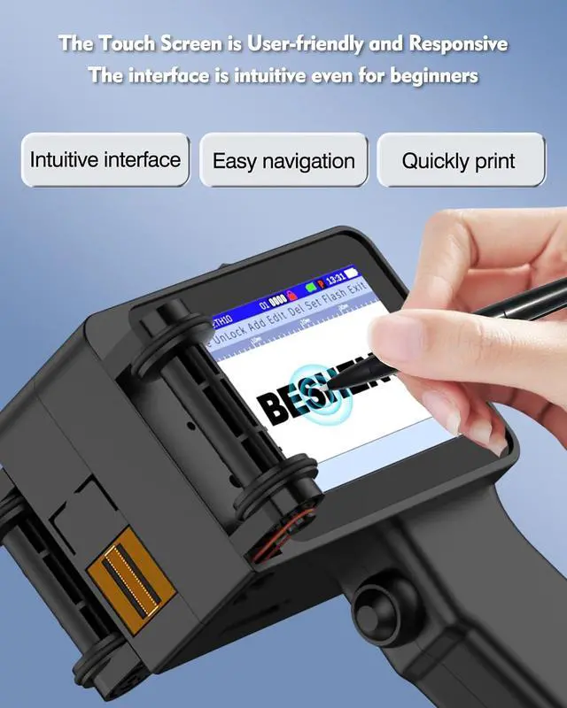 Alt view image 4 of 6 - Handheld Inkjet Printer, Batch Code Printer for QRCode Time Picture Number, Small Date Printer with 42ml Fast Drying Ink Cartridge for Many Materials Inkjet Coder Print Height 0.08-0.5Inch