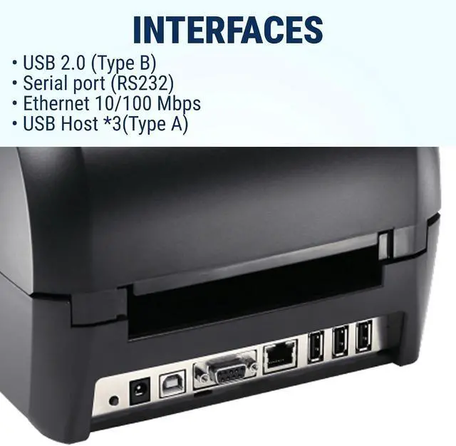 Alt view image 4 of 7 - McAuley Labels GoDEX RT730i+ 4 Thermal Label Printer 300 DPI Desktop Barcode Printer with Color Display USB, Ethernet