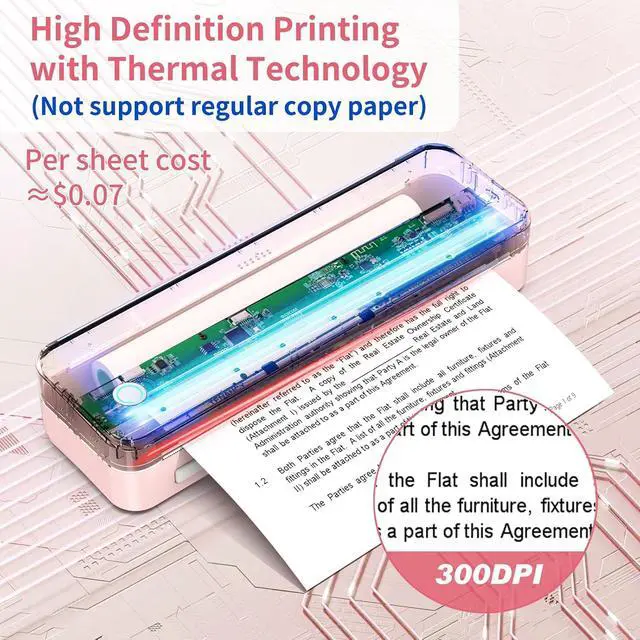 Alt view image 4 of 7 - JADENS Portable Printers Wireless fot Travel, 300DPI Support 8.5''×11'' Thermal Paper, Inkless Printer for Laptop, Compatible with iOS, Android