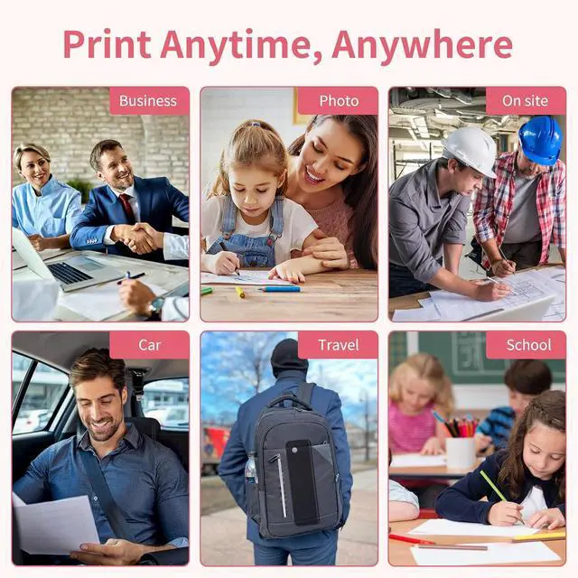 Alt view image 7 of 7 - JADENS Portable Printers Wireless fot Travel, 300DPI Support 8.5''×11'' Thermal Paper, Inkless Printer for Laptop, Compatible with iOS, Android