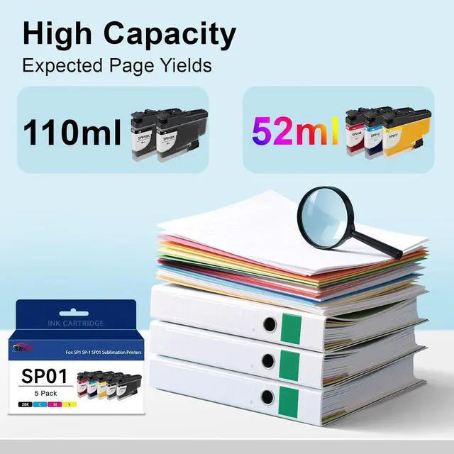 Alt view image 2 of 5 - SRITE SP1 SP01 SP-1 Sublimation Ink Cartridge High Capacity Compatible with SP01BKS SP01CS SP01MS SP01YS for Brother SP-1 Sublimation Printer (5-Pack)