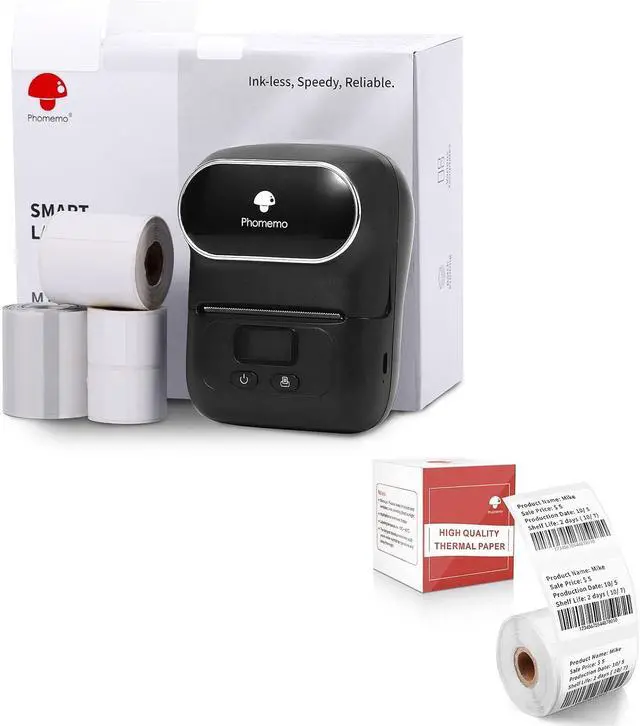 Main image of Phomemo Label Maker Set- with 1 40x30mm Label, M110S Bluetooth Thermal Printer for Business, Office, School, Home-use, Clothing Labels, Black
