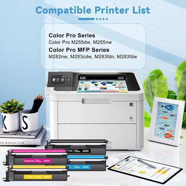 Alt view image 2 of 7 - 206X Toner Cartridge Compatible for HP 206X Toner Cartridges 4 Packs Color
