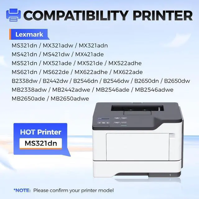 Alt view image 2 of 6 - 56F0Z00 Imaging Unit Replacement Compatible with Lexmark 56F0Z00 Drum Unit MS321 MS421 MS521 MX521 MX522 MS621 MX622 MS622 MX321 MX421 B2338 B2442 B2546 B2650 MB2338 MB2442 MB2546 MB2650 Laser Printer