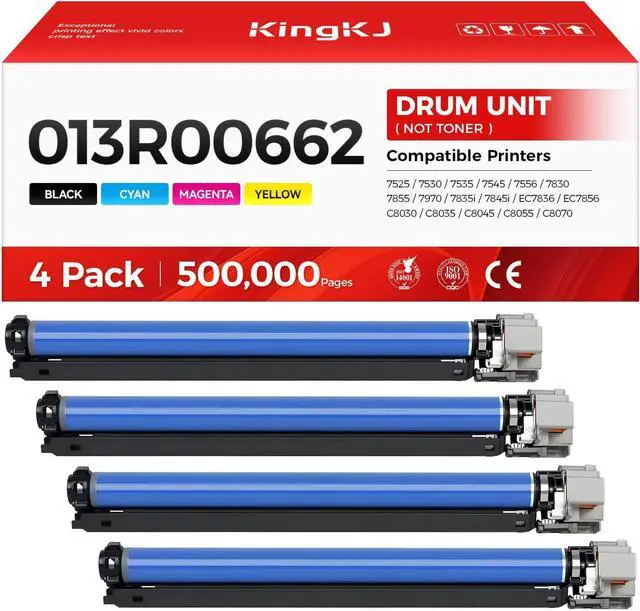 Main image of 013R00662 Drum Unit Set 4-Pack Black Cyan Magenta Yellow Replacement for Xerox Workcentre 7525 7530 7535 7545 7556 7830 7855 7970 7835i 7845i AltaLink C8030 C8035 C8045 C8055 C8070 Printer Image-Drum