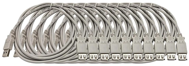 Main image of MICRO CONNECTORS 6 Feet USB 2.0 USB-A Extension Cable 10-Pack (E07-129-10P)