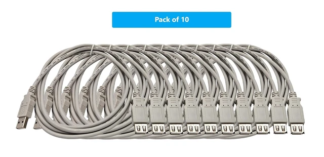 Alt view image 2 of 4 - MICRO CONNECTORS 6 Feet USB 2.0 USB-A Extension Cable 10-Pack (E07-129-10P)