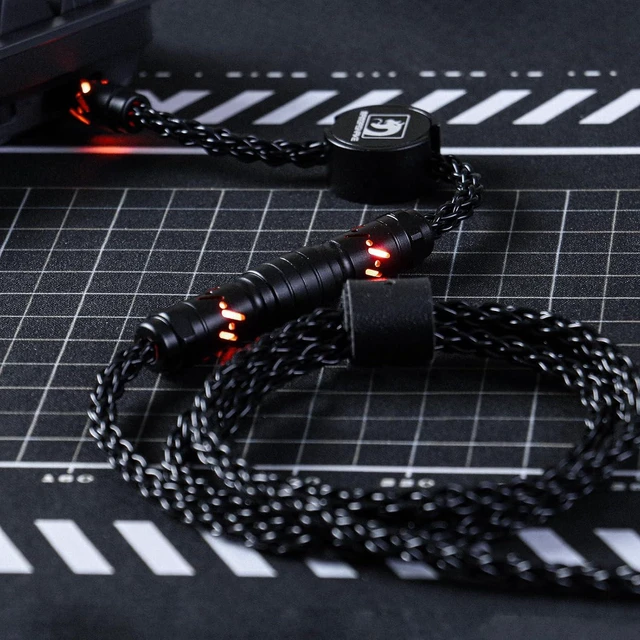 Alt view image 5 of 6 - MAMBASNAKE C07 Custom USB C Keyboard Cable with RGB Lighting for 8KHz Magnetic Keyboard, Single Crystal Copper Braided Charging Cable USB A to Type C, 5-Pin CNC Aviation Connector,Black