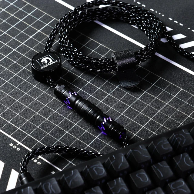Alt view image 6 of 6 - MAMBASNAKE C07 Custom USB C Keyboard Cable with RGB Lighting for 8KHz Magnetic Keyboard, Single Crystal Copper Braided Charging Cable USB A to Type C, 5-Pin CNC Aviation Connector,Black