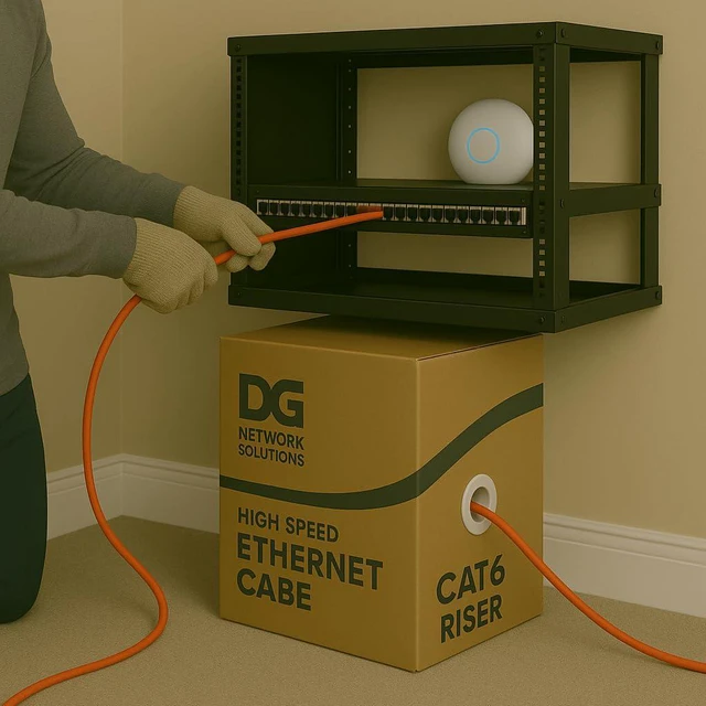 Alt view image 5 of 7 - DG Cat6 Riser (CMR), 1000ft, Unshielded, 24AWG, with Spline (+), Solid Bare Copper, 600MHz, ETL Listed, Indoor/Home/Commercial Use, Bulk Ethernet Cable, Orange