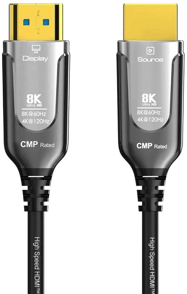 Main image of 50Ft Plenum Rated 8K HDMI Cable(CMP), 48Gbps Fiber Optic Ultra High Speed Long HDMI 2.1 Cord, in Wall Plenum-Rated Cables for Pipes, HDMI to HDMI, Male to Male