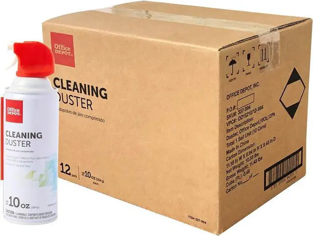 Main image of Office Depot Cleaning Duster, 10 Oz Compressed Canned Air for Electronics, Keyboard Cleaner for Computer, Laptop, PC, Printer, Office Equipment, Moisture-Free, Pack of 12