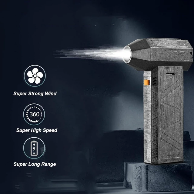 Alt view image 2 of 7 - Jet Dry Blower, Super Jet Fan Blower 180000 RPM, Portable Mini Jet Blower with 3 Adjustable Speeds, Cordless Air Blower Car Dryer Type C Rechargeable