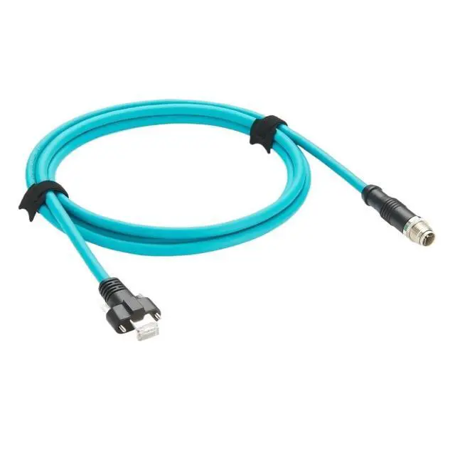 Alt view image 3 of 4 - Screw Lock M12 to RJ45 GigE Ethernet Cable, M12 X-Code 8 pin Male to RJ45 CAT6A Male Panel Mount Cable(2M)