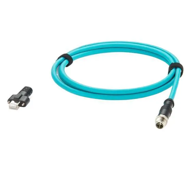 Alt view image 4 of 4 - Screw Lock M12 to RJ45 GigE Ethernet Cable, M12 X-Code 8 pin Male to RJ45 CAT6A Male Panel Mount Cable(2M)