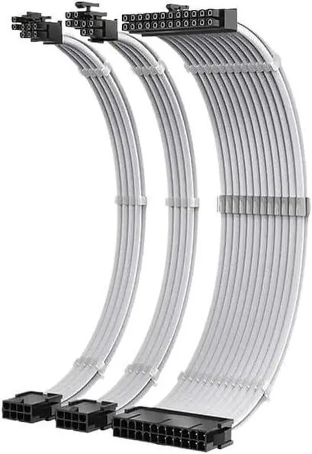 Alt view image 2 of 4 - 3 PSU Extension Cable Kit 3-in-1 Set 300mm PSU to ATX 24Pin PCI-E 6+2Pin CPU(MZ-3-BK(300mm))